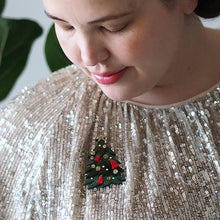 Load image into Gallery viewer, Erstwilder - Yuletide Timber Christmas Tree Brooch (2021) - 20th Century Artifacts