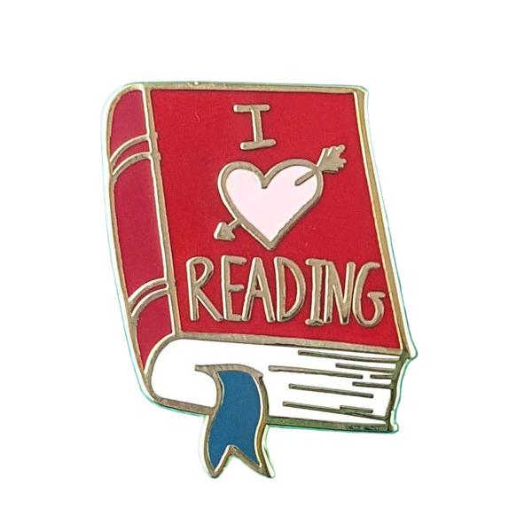 Jubly-Umph - I Heart Reading Enamel Pin - 20th Century Artifacts