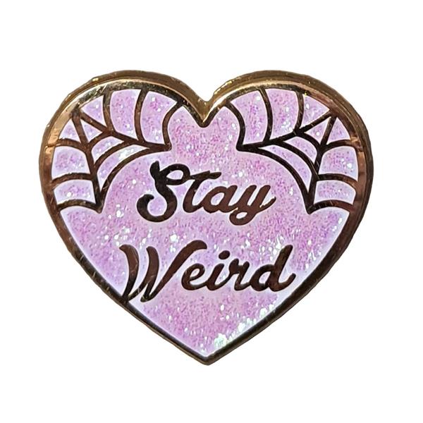 Jubly-Umph - Stay Weird Pink Sparkly Enamel Pin - 20th Century Artifacts