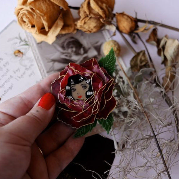 Kirbee Lawler - Rosalie Rose Brooch Dark (2017) - 20th Century Artifacts