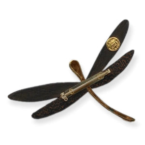Vintage Brooch - L'Oree du Bois Wooden Dragonfly Brooch France - 20th Century Artifacts