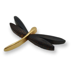 Vintage Brooch - L'Oree du Bois Wooden Dragonfly Brooch France - 20th Century Artifacts