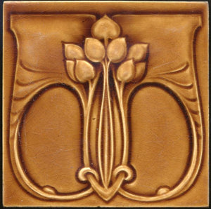 Art Nouveau Fireplace Tile - 6 x 6 inch - 0002 - 20th Century Artifacts