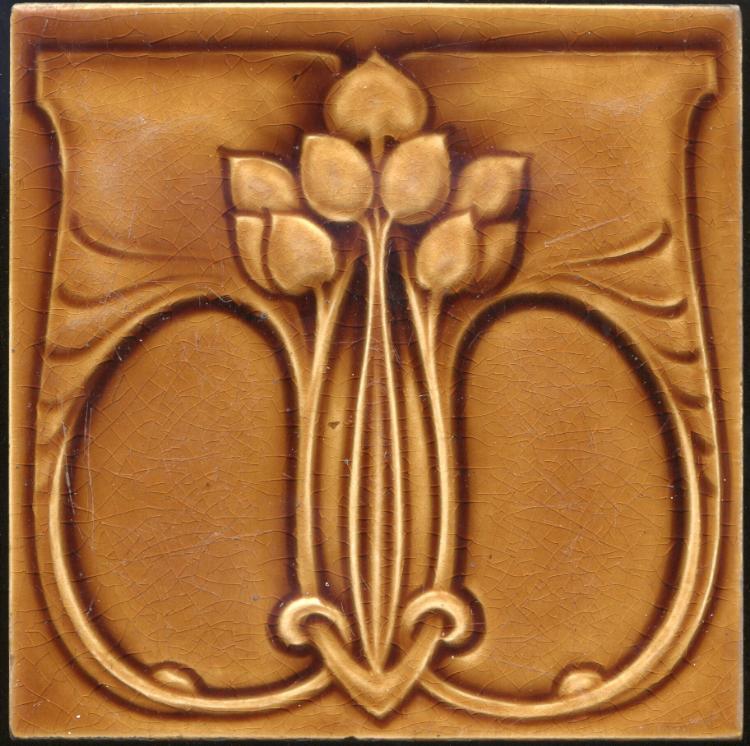 Art Nouveau Fireplace Tile - 6 x 6 inch - 0002 - 20th Century Artifacts