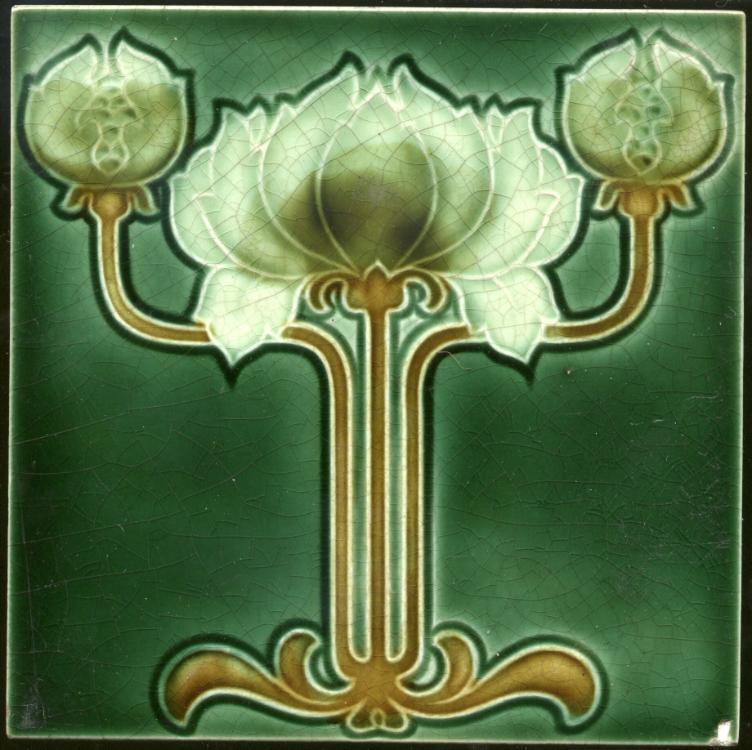 Art Nouveau Fireplace Tile - 6 x 6 inch - 0008 - 20th Century Artifacts