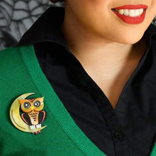 Load image into Gallery viewer, Erstwilder - A Moon With View Owl Brooch (2019) - 20th Century Artifacts