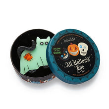 Load image into Gallery viewer, Erstwilder - A Most Ghostly Kitty GITD Brooch - 20th Century Artifacts