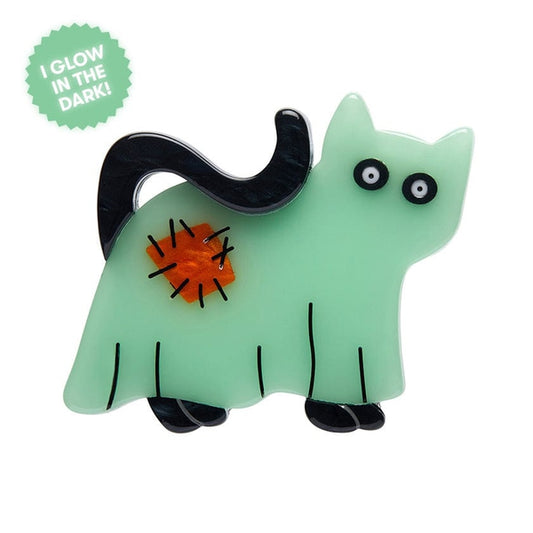Erstwilder - A Most Ghostly Kitty GITD Brooch - 20th Century Artifacts