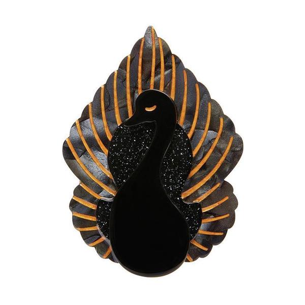 Erstwilder - Ailes Noires Black Swan Brooch - 20th Century Artifacts
