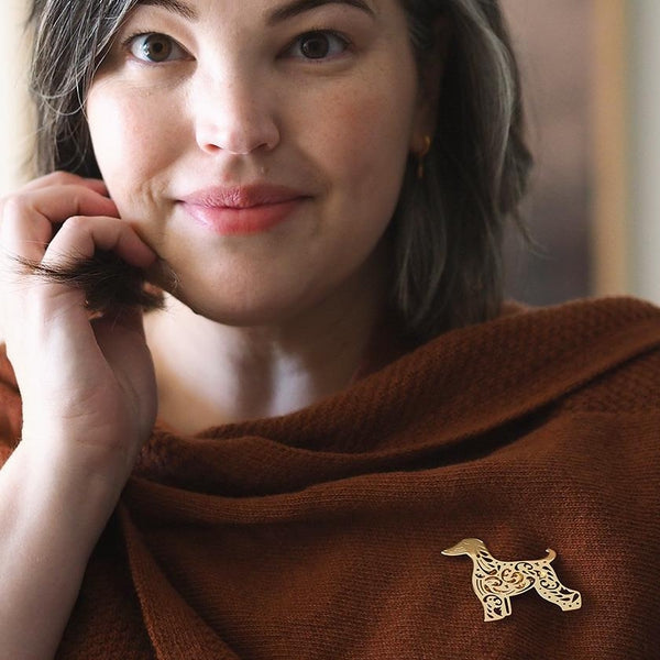 Erstwilder - Ainslee the Afghan Hound Perfume Brooch - 20th Century Artifacts