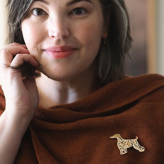 Erstwilder - Ainslee the Afghan Hound Perfume Brooch - 20th Century Artifacts