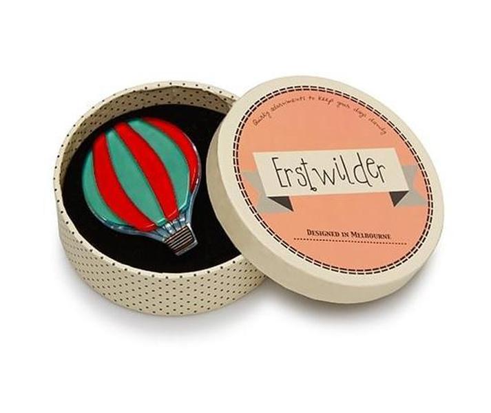 Erstwilder - Around the World Hot Air Balloon Brooch - Striped - 20th Century Artifacts