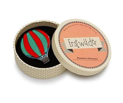 Erstwilder - Around the World Hot Air Balloon Brooch - Striped - 20th Century Artifacts