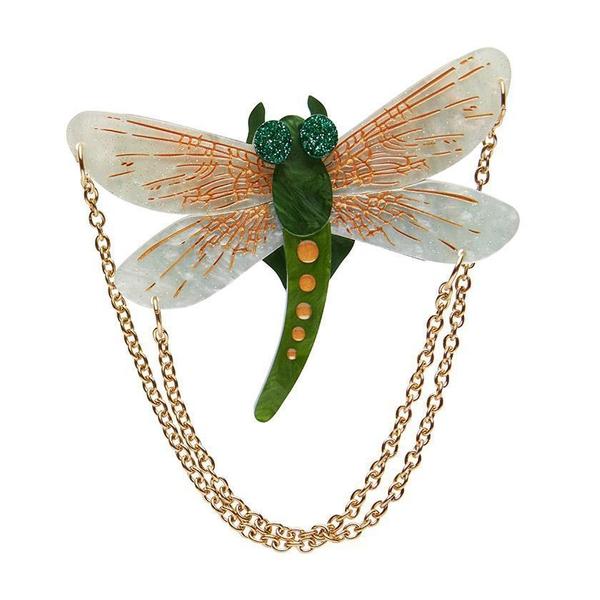 Erstwilder - As The Dragon Flies Dragonfly Brooch (2020) green - 20th Century Artifacts