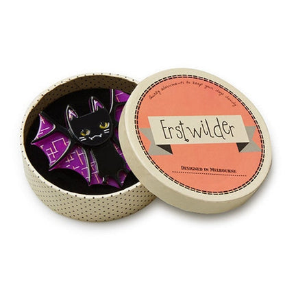 Erstwilder - Bat Cat Brooch (2016) purple - 20th Century Artifacts