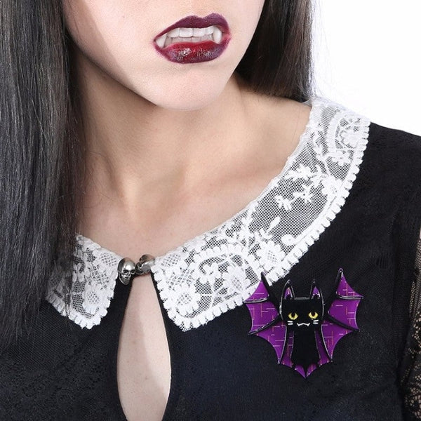 Erstwilder - Bat Cat Brooch (2016) purple - 20th Century Artifacts