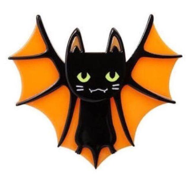 Erstwilder - Bat Cat Brooch (2017) orange - 20th Century Artifacts