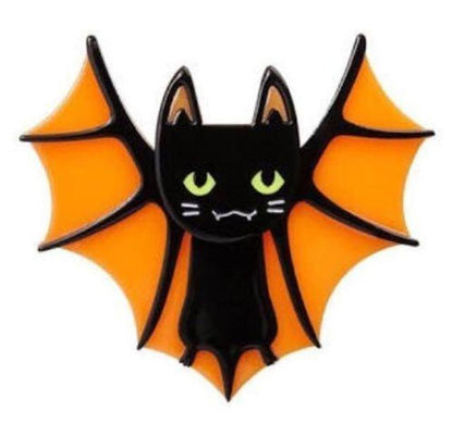 Erstwilder - Bat Cat Brooch (2017) orange - 20th Century Artifacts