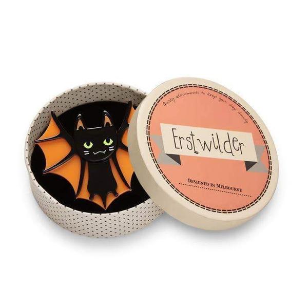 Erstwilder - Bat Cat Brooch (2017) orange - 20th Century Artifacts