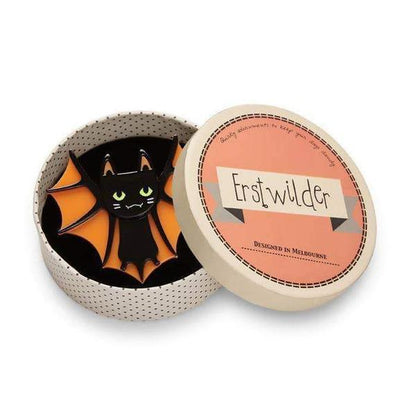 Erstwilder - Bat Cat Brooch (2017) orange - 20th Century Artifacts