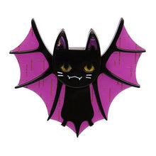 Load image into Gallery viewer, Erstwilder - Bat Cat Brooch - Purple (2016) - 20th Century Artifacts