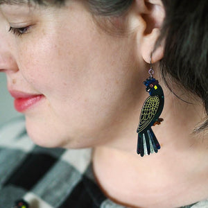 Erstwilder - Bella the Black Cockatoo Drop Earrings (Jocelyn Proust) - 20th Century Artifacts
