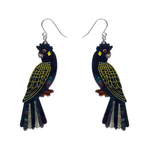 Erstwilder - Bella the Black Cockatoo Drop Earrings (Jocelyn Proust) - 20th Century Artifacts