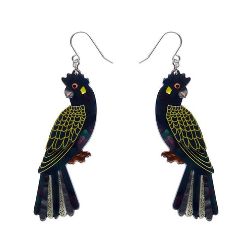 Erstwilder - Bella the Black Cockatoo Drop Earrings (Jocelyn Proust) - 20th Century Artifacts