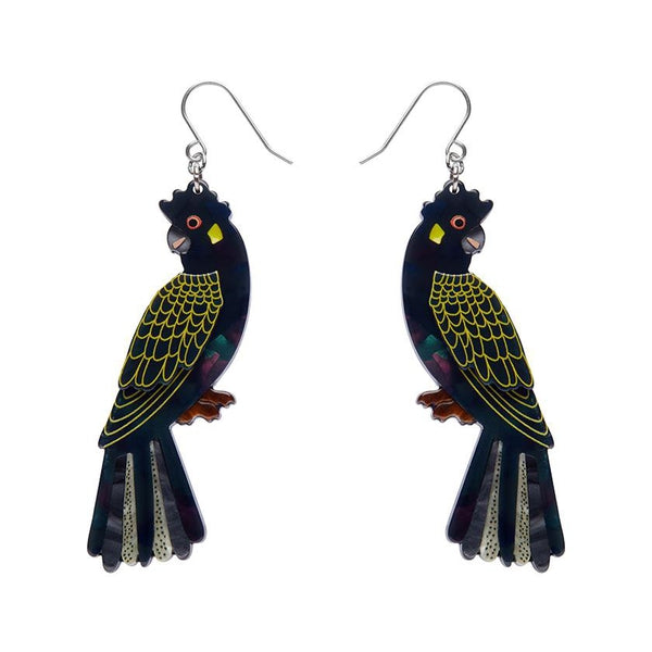 Erstwilder - Bella the Black Cockatoo Drop Earrings (Jocelyn Proust) - 20th Century Artifacts