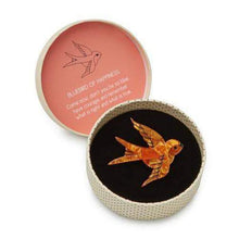 Load image into Gallery viewer, Erstwilder - Bluebird of Happiness Swallow Brooch (2015) (orange) - 20th Century Artifacts