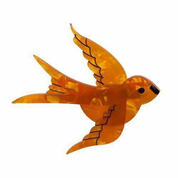 Erstwilder - Bluebird of Happiness Swallow Brooch (2015) (orange) - 20th Century Artifacts