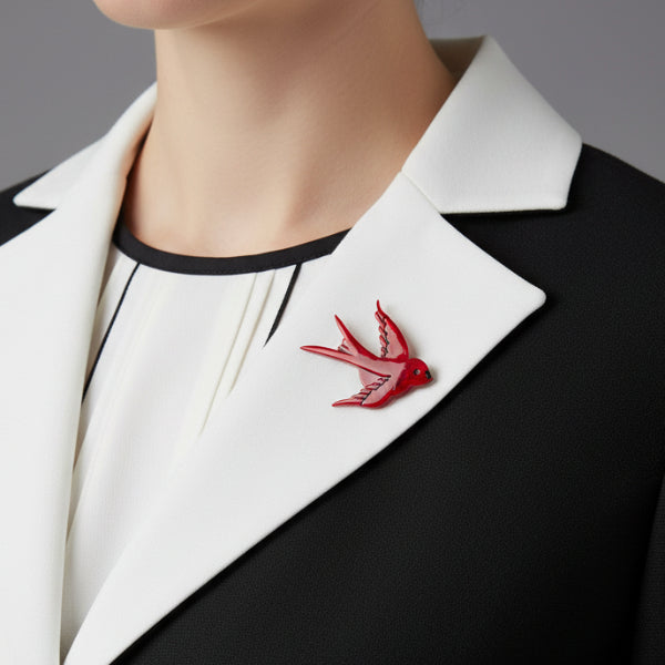 Erstwilder - Bluebird of Happiness Swallow Brooch (2016) (red) - 20th Century Artifacts