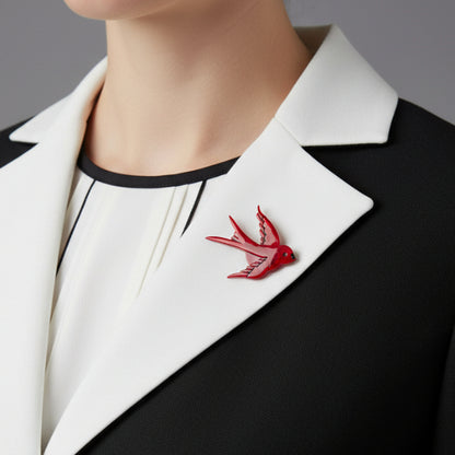 Erstwilder - Bluebird of Happiness Swallow Brooch (2016) (red) - 20th Century Artifacts