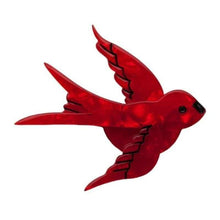 Load image into Gallery viewer, Erstwilder - Bluebird of Happiness Swallow Brooch (2016) (red) - 20th Century Artifacts