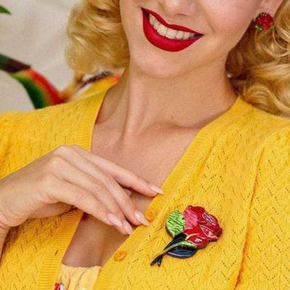 Erstwilder - Budding Romance Rose Brooch (2019) red - 20th Century Artifacts