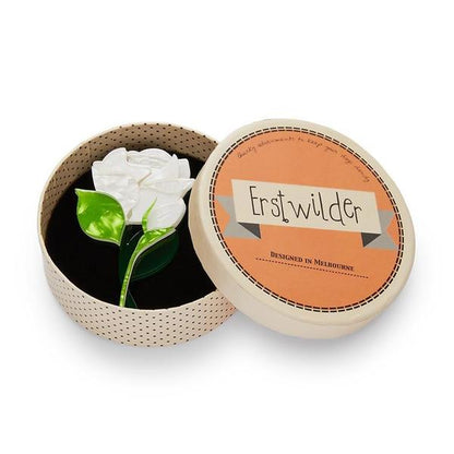 Erstwilder - Budding Romance Rose Brooch (2019) white - 20th Century Artifacts