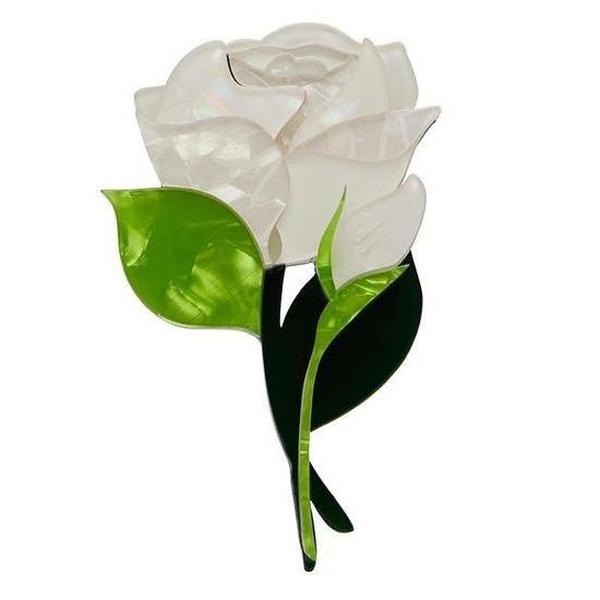 Erstwilder - Budding Romance Rose Brooch (2019) white - 20th Century Artifacts