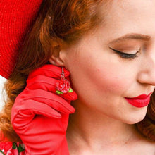 Load image into Gallery viewer, Erstwilder - Budding Romance Rose Drop Earrings (2019) red - 20th Century Artifacts