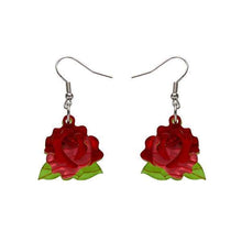 Load image into Gallery viewer, Erstwilder - Budding Romance Rose Drop Earrings (2019) red - 20th Century Artifacts