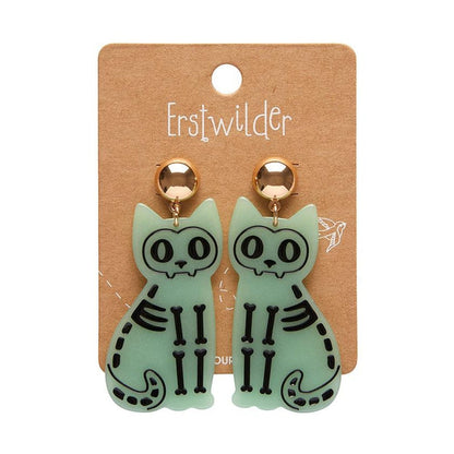 Erstwilder - Cat Skeleton Glow in the Dark Earrings - 20th Century Artifacts