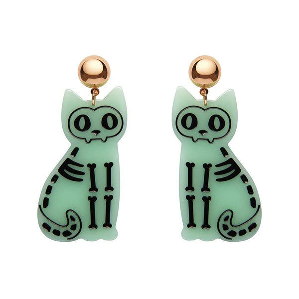 Erstwilder - Cat Skeleton Glow in the Dark Earrings - 20th Century Artifacts