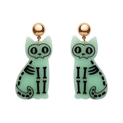 Erstwilder - Cat Skeleton Glow in the Dark Earrings - 20th Century Artifacts