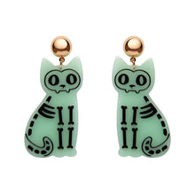 Load image into Gallery viewer, Erstwilder - Cat Skeleton Glow in the Dark Earrings - 20th Century Artifacts
