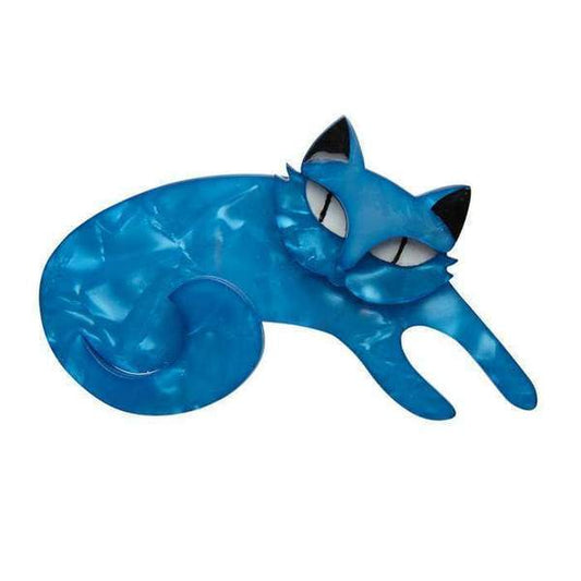 Erstwilder - Curling Cassandra Cat Brooch (2017) blue - 20th Century Artifacts