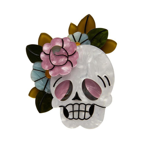 Erstwilder - Decay Bouquet Skull Brooch - 20th Century Artifacts