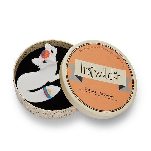 Erstwilder - Finn the Fabled Fox Brooch (2020) white - 20th Century Artifacts