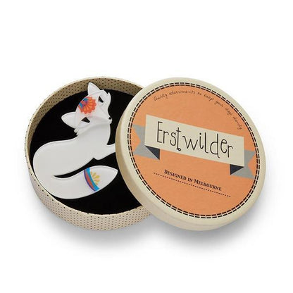 Erstwilder - Finn the Fabled Fox Brooch (2020) white - 20th Century Artifacts