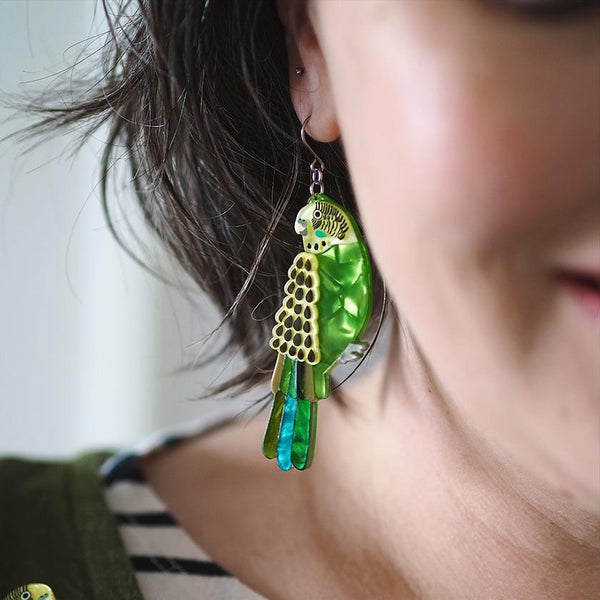 Erstwilder - Flossie the Budgie Drop Earrings (Jocelyn Proust) (2022) - 20th Century Artifacts