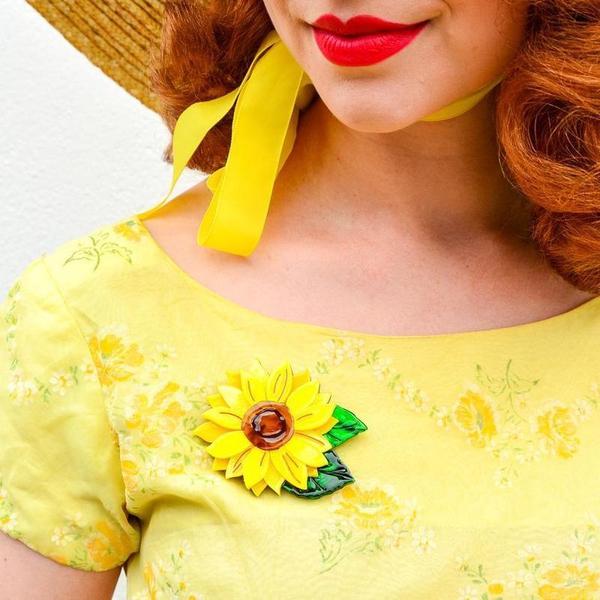 Erstwilder - Follow the Sun Sunflower Brooch (2019) - 20th Century Artifacts