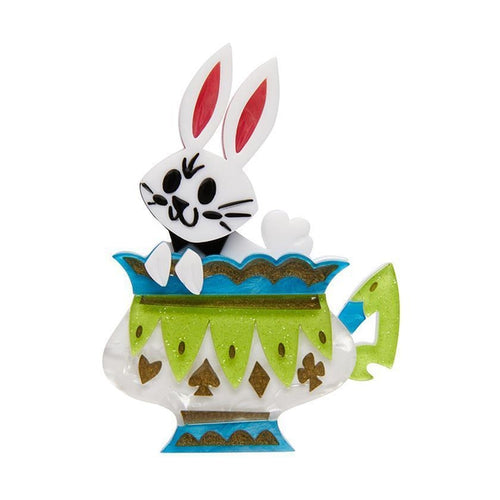 Erstwilder - Follow the White Rabbit Brooch - 20th Century Artifacts